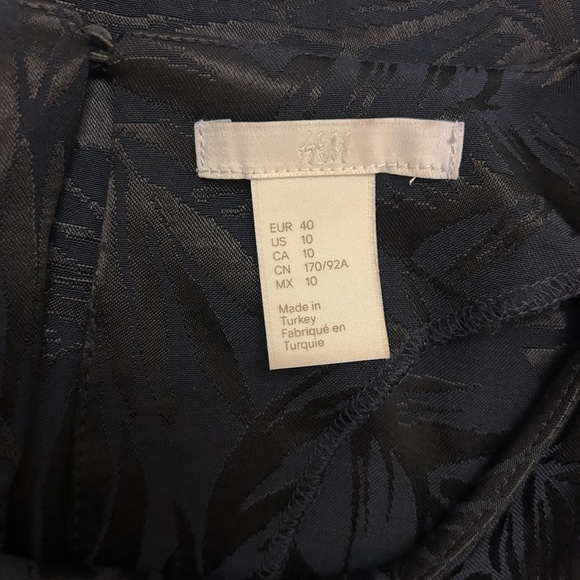 H&M - Navy Blue Leaf-printed Sheath Dress - Size 10 - Picture 3 of 4